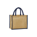Natural-Navy - Front - Westford Mill Midi Starched Jute 14L Tote Bag