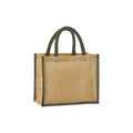 Natural-Olive Green - Front - Westford Mill Midi Starched Jute 14L Tote Bag