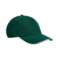 Bottle Green-White - Front - Beechfield Classic Organic Cotton Sandwich Peak Cap