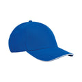 Bright Royal Blue-White - Front - Beechfield Classic Organic Cotton Sandwich Peak Cap