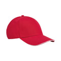 Classic Red-White - Front - Beechfield Classic Organic Cotton Sandwich Peak Cap