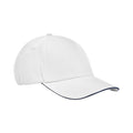 White-French Navy - Front - Beechfield Classic Organic Cotton Sandwich Peak Cap