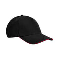 Black-Classic Red - Front - Beechfield Classic Organic Cotton Sandwich Peak Cap