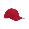 Classic Red-White - Front - Beechfield Classic 6 Panel Organic Cotton Sandwich Peak Cap