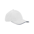 White-French Navy - Front - Beechfield Classic 6 Panel Organic Cotton Sandwich Peak Cap