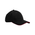 Black-Classic Red - Front - Beechfield Classic 6 Panel Organic Cotton Sandwich Peak Cap