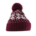 Burgundy-White - Front - Beechfield Fair Isle Snowstar Beanie