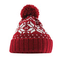 Classic Red-White - Front - Beechfield Fair Isle Snowstar Beanie