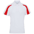 Arctic White-Fire Red - Front - AWDis Cool Mens Contrast Polo Shirt