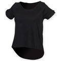 Black - Front - Skinni Fit Womens-Ladies Drop Tail T-Shirt