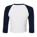 White-Navy - Back - Bella + Canvas Womens-Ladies Raglan 3-4 Sleeve Crop T-Shirt