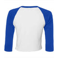 White-Royal Blue - Back - Bella + Canvas Womens-Ladies Raglan 3-4 Sleeve Crop T-Shirt