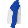 White-Royal Blue - Side - Bella + Canvas Womens-Ladies Raglan 3-4 Sleeve Crop T-Shirt