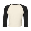 Natural-Black - Back - Bella + Canvas Womens-Ladies Raglan 3-4 Sleeve Crop T-Shirt