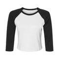 White-Black - Front - Bella + Canvas Womens-Ladies Raglan 3-4 Sleeve Crop T-Shirt