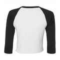 White-Black - Back - Bella + Canvas Womens-Ladies Raglan 3-4 Sleeve Crop T-Shirt