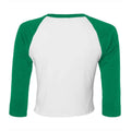 White-Kelly Green - Back - Bella + Canvas Womens-Ladies Raglan 3-4 Sleeve Crop T-Shirt