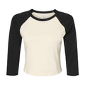 Natural-Black - Front - Bella + Canvas Womens-Ladies Raglan 3-4 Sleeve Crop T-Shirt