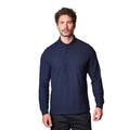 Navy - Side - PRO RTX Mens Piqué Long-Sleeved Polo Shirt