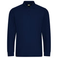 Navy - Front - PRO RTX Mens Piqué Long-Sleeved Polo Shirt