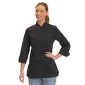 Black - Front - Dennys Womens-Ladies Premium Long-Sleeved Chef Jacket