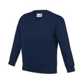 Navy - Front - Awdis Childrens-Kids Academy V Neck Sweatshirt