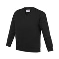 Black - Front - Awdis Childrens-Kids Academy V Neck Sweatshirt