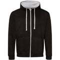 Jet Black-Heather Grey - Front - Awdis Mens Varsity Heather Full Zip Hoodie