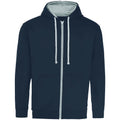 New French Navy-Heather Grey - Front - Awdis Mens Varsity Heather Full Zip Hoodie