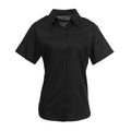 Black - Front - Premier Womens-Ladies Signature Pearlised Oxford Short-Sleeved Shirt