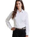 White - Back - Premier Womens-Ladies Signature Pearlised Oxford Long-Sleeved Shirt