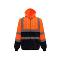 Orange-Navy - Front - Yoko Mens Hi-Vis Safety Full Zip Hoodie