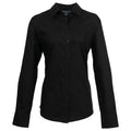 Black - Front - Premier Womens-Ladies Signature Oxford Long-Sleeved Shirt