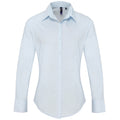 Light Blue - Front - Premier Womens-Ladies Supreme Poplin Long-Sleeved Formal Shirt