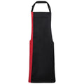 Black-Red - Front - Premier Contrast Bibbed Full Apron