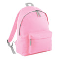 Classic Pink-Light Grey - Front - Bagbase Childrens-Kids Fashion Backpack