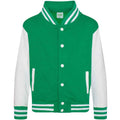 Kelly Green-White - Front - Awdis Childrens-Kids Varsity Jacket