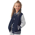 Oxford Navy-Heather Grey - Back - Awdis Childrens-Kids Varsity Jacket