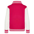 Hot Pink-White - Back - Awdis Childrens-Kids Varsity Jacket