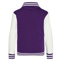 Purple-White - Back - Awdis Childrens-Kids Varsity Jacket