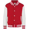 Fire Red-White - Front - Awdis Childrens-Kids Varsity Jacket