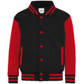 Jet Black-Fire Red - Front - Awdis Childrens-Kids Varsity Jacket