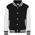 Jet Black-White - Front - Awdis Childrens-Kids Varsity Jacket