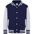 Oxford Navy-Heather Grey - Front - Awdis Childrens-Kids Varsity Jacket