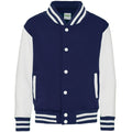 Oxford Navy-White - Front - Awdis Childrens-Kids Varsity Jacket