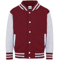 Burgundy-Heather Grey - Back - Awdis Childrens-Kids Varsity Jacket