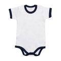 White-Navy - Front - Babybugz Baby Ringer Bodysuit