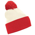 Off White-Bright Red - Front - Beechfield Snowstar Two Tone Beanie