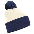 Off White-French Navy - Front - Beechfield Snowstar Two Tone Beanie