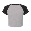 Athletic Heather Grey-Black - Back - Bella + Canvas Womens-Ladies Heather Micro-Rib Babydoll Raglan Crop T-Shirt